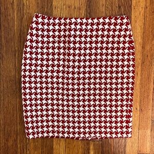 Talbots Red and White Houndstooth Mini Skirt